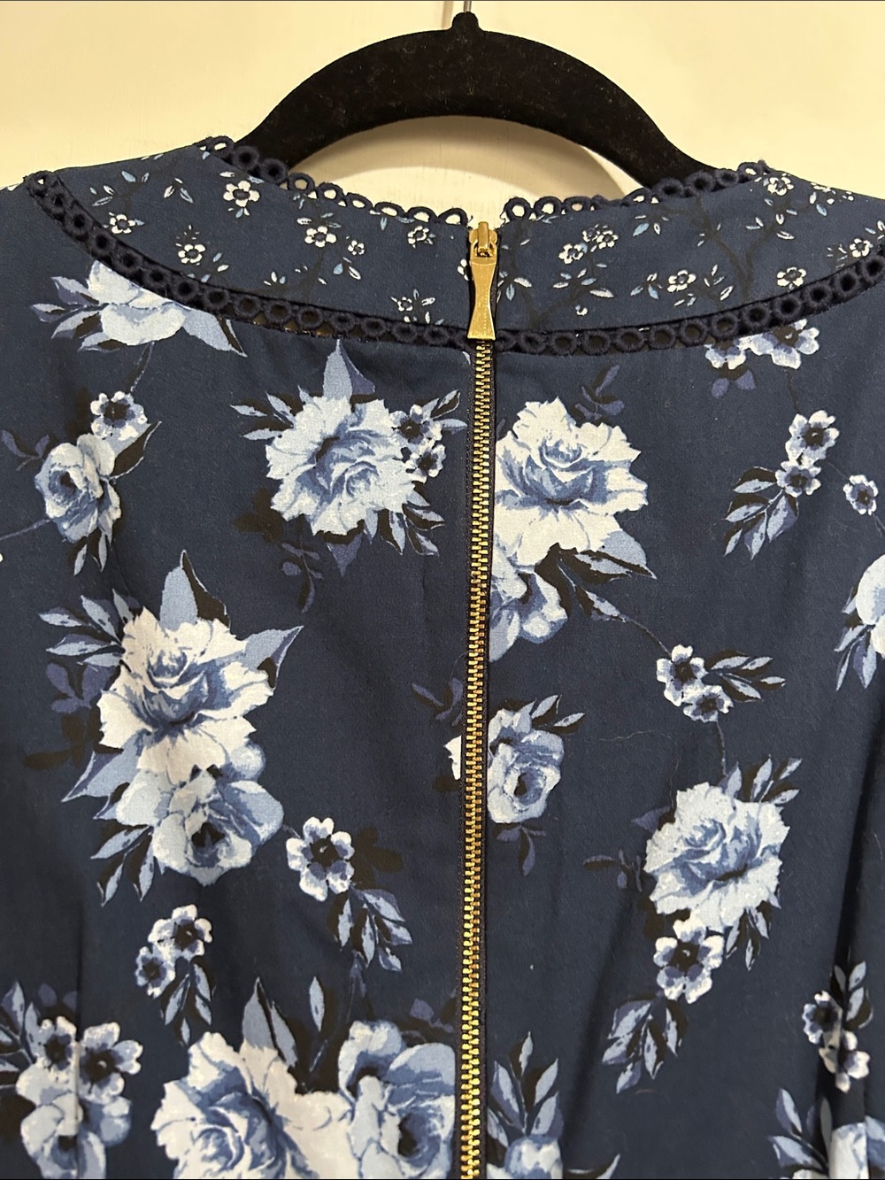 kate spade Navy Blue Floral Sleeveless V-Neck Dress - Picture 6 of 9